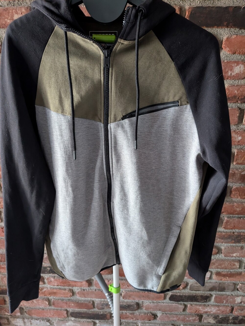 Express Men's Black, Olive & Gray Zip Hoodie Sweatshirt